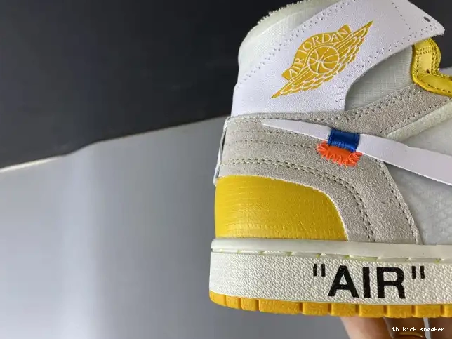Reps TBK x Powder Air White Yellow-Cone Dark 1 NRG AQ0818-149 Off-White Jordan 0405